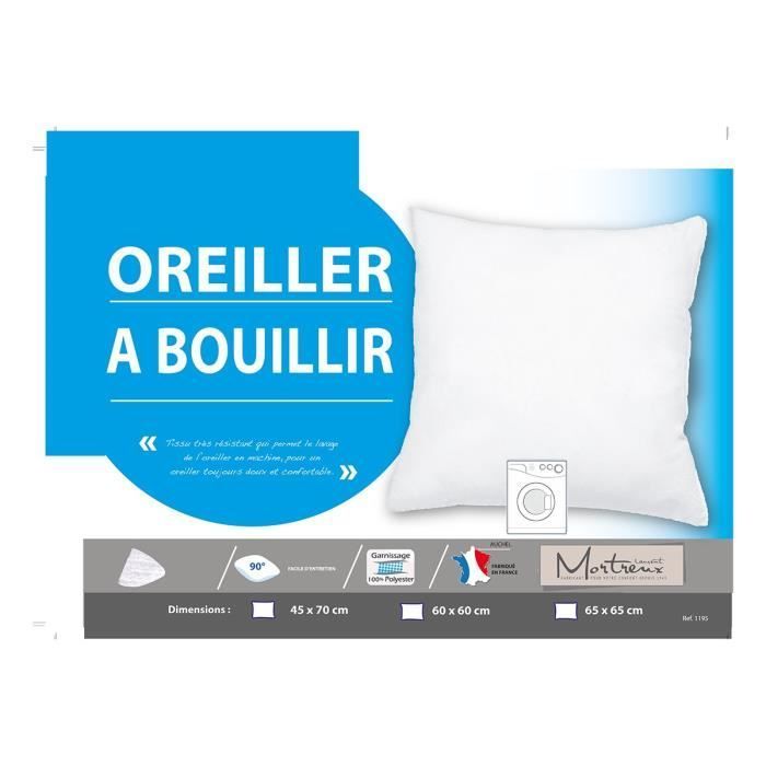 Almohada - Marca - 60x60 cm - Fibra hueca siliconada - Lavable a 90°