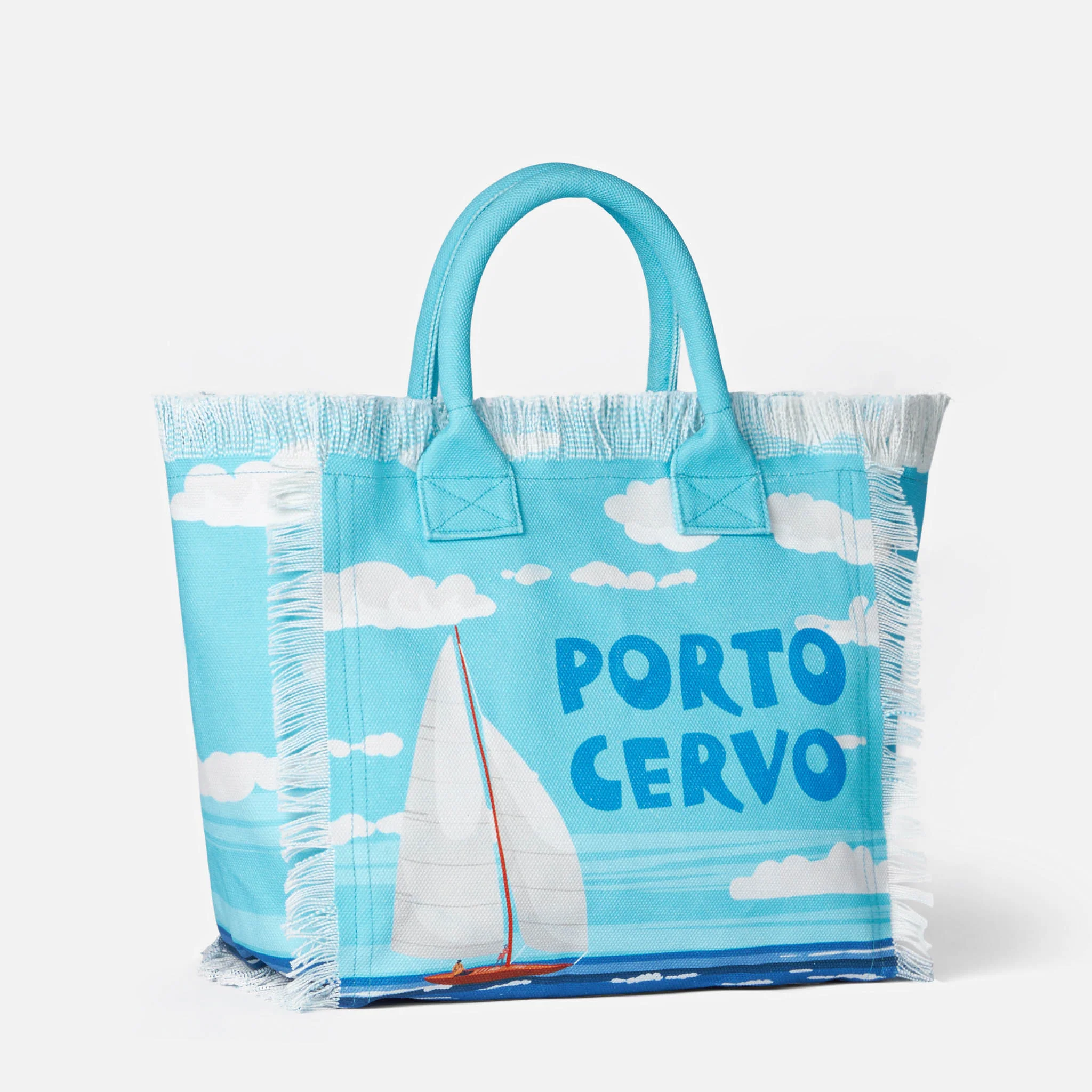 Vanity canvas schoudertas met Porto Cervo-print.