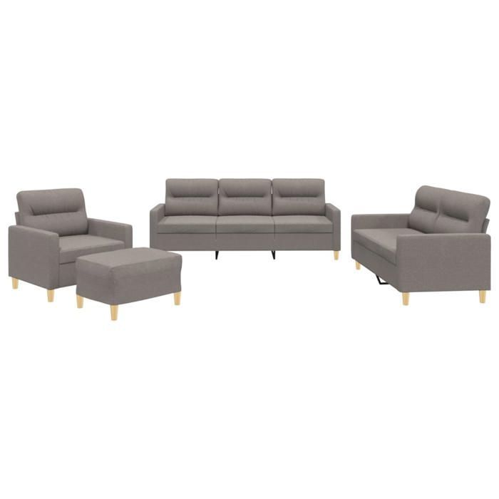 vidaXL Ensemble de Canapés avec Coussins 4 pcs, Canapés avec Accoudoirs, Ensemble de Meubles avec Repose-pieds Salon, 3201551