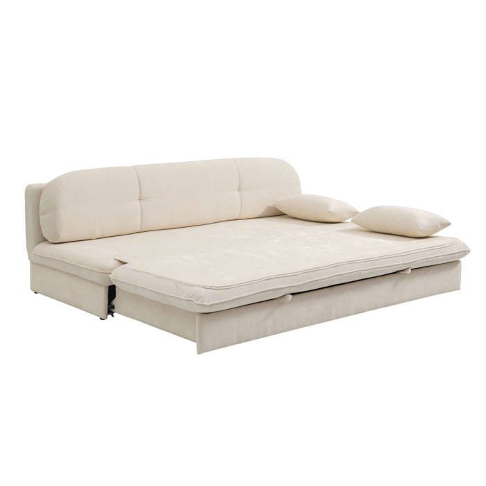 Sofá convertible de 3 plazas CILA en tela beige.