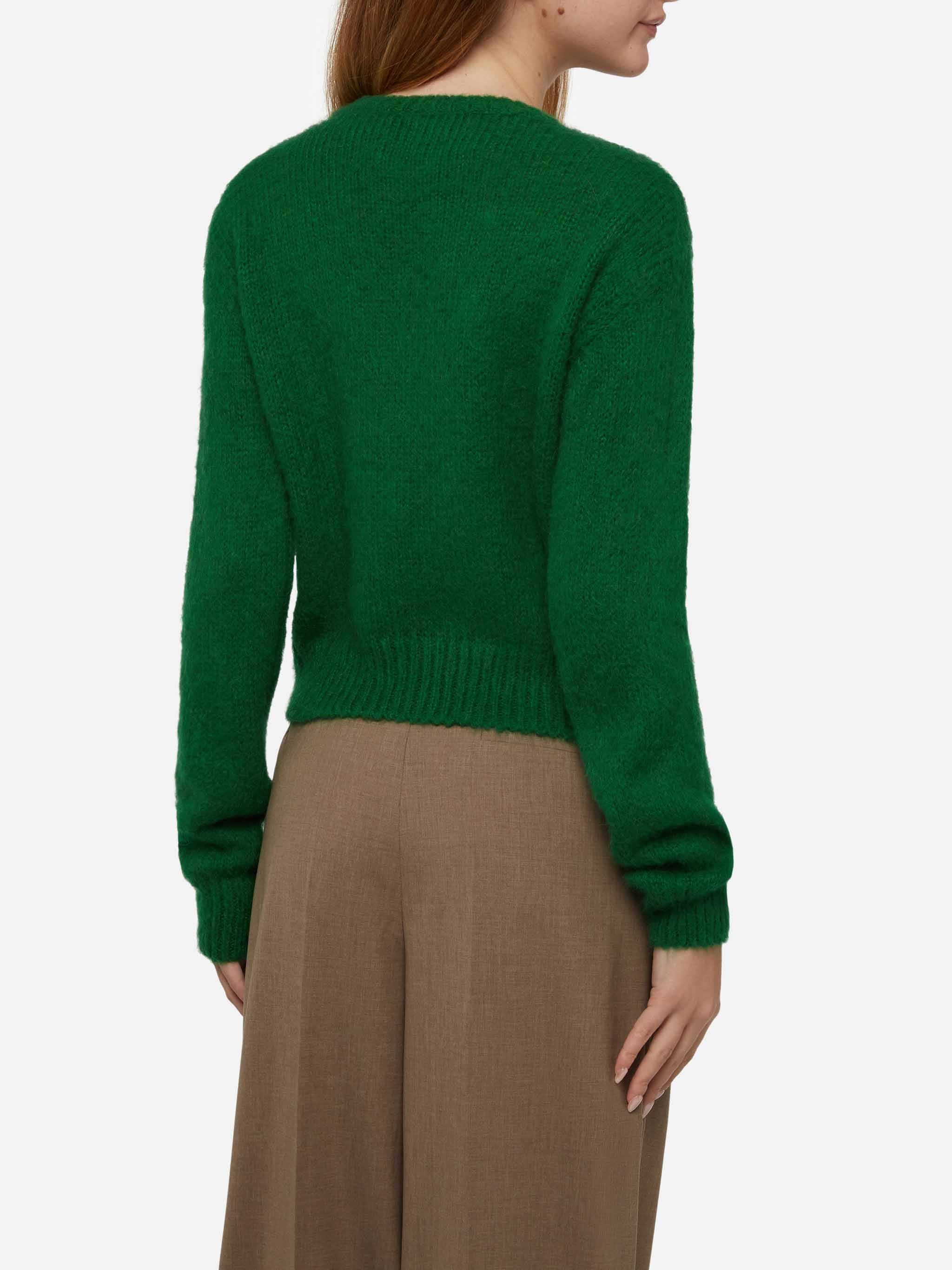Maglione corto morbido girocollo da donna con ricamo Plastic free
