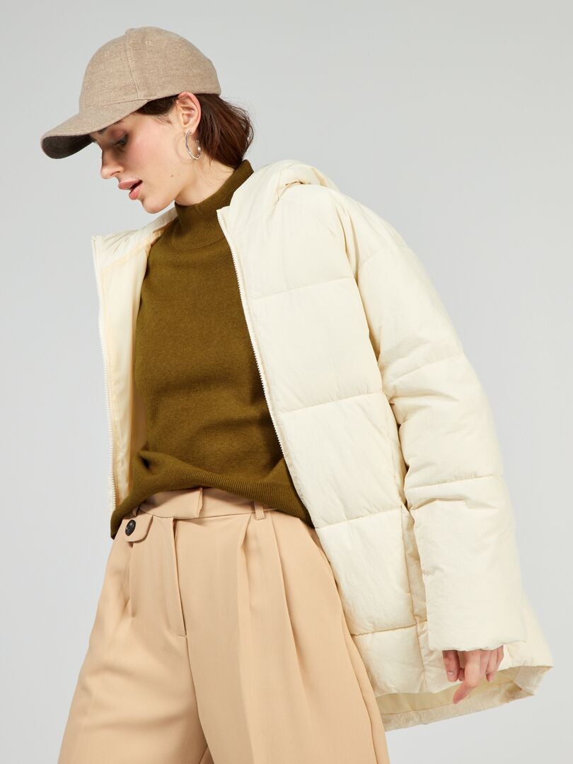 Lange gewatteerde donsjas - Beige