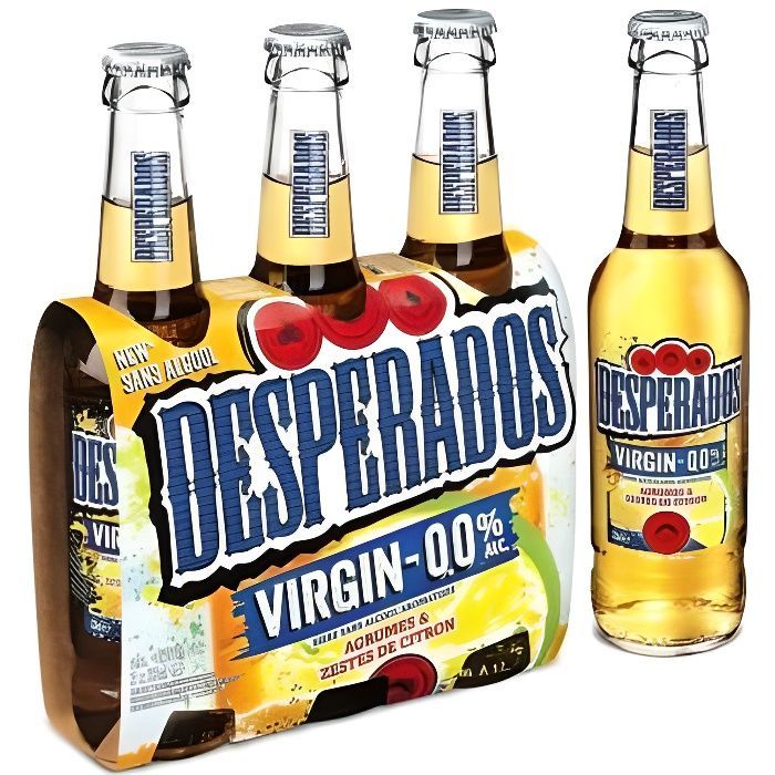 Cerveja Desperados com sabor de tequila, sem álcool, 0,01%, 3 x 33 cl, 0,01% vol.