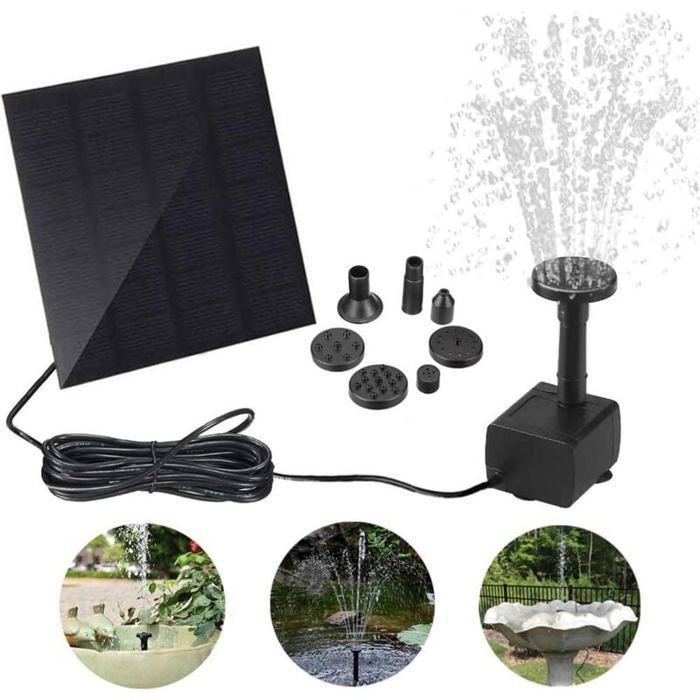 Fuente solar para estanque de jardín con bomba de agua y panel solar monocristalino PZCC de 12 W