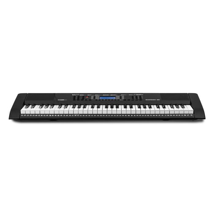 Piano eletrônico Max Rhapsody61M, 61 teclas sensíveis à velocidade, reprodutor de MP3 e conexão MIDI, dois modos de aprendizado.