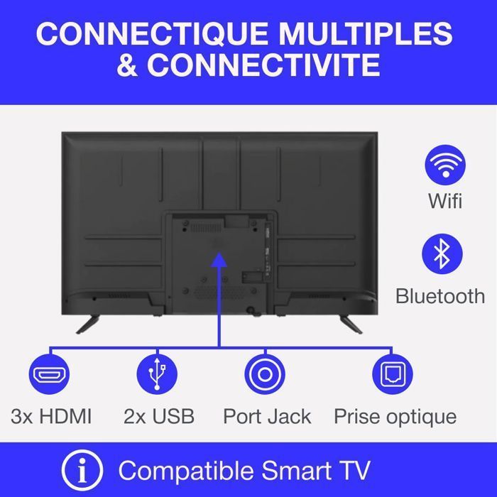 Televisor QLED - Continental Edison - CELED43SVQLD25B6 - 43'' (109 cm) - UHD 4K 3840x2160 - SMART VIDAA - 3xHDMI - 2xUSB