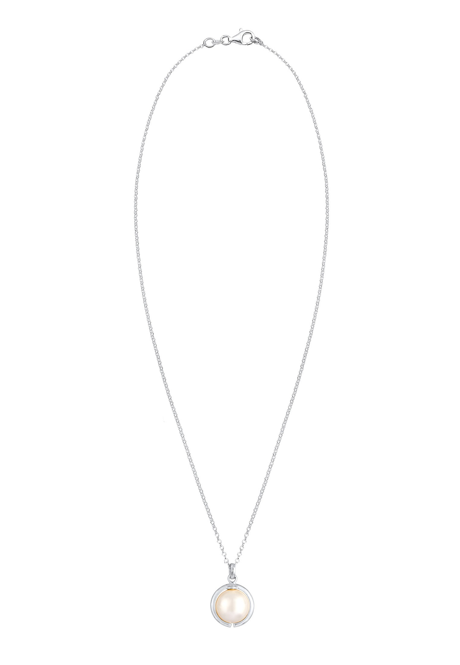 Elli Femmes Pendentif Rond Classique avec Perle Synthétique en Argent 925 Sterling