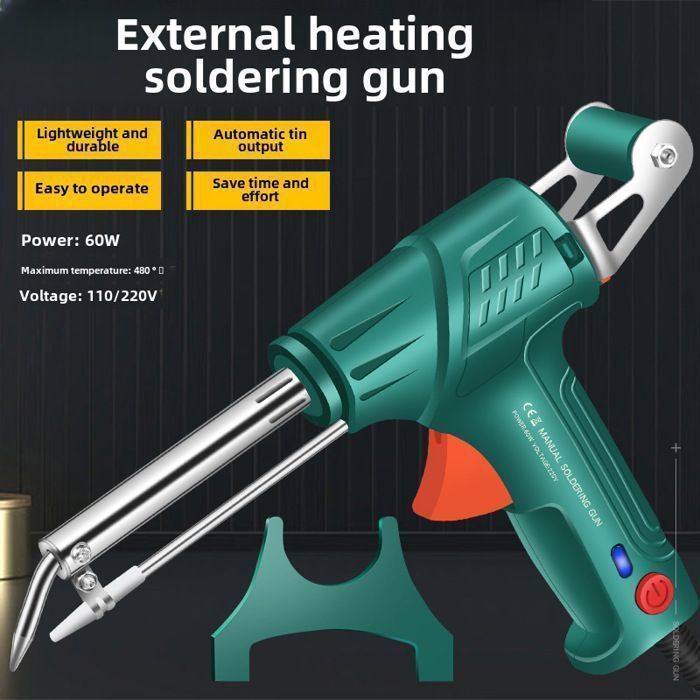 Pistolet à souder électrique manuel haute puissance - Alimentation automatique étain | Compact et portable, Vert