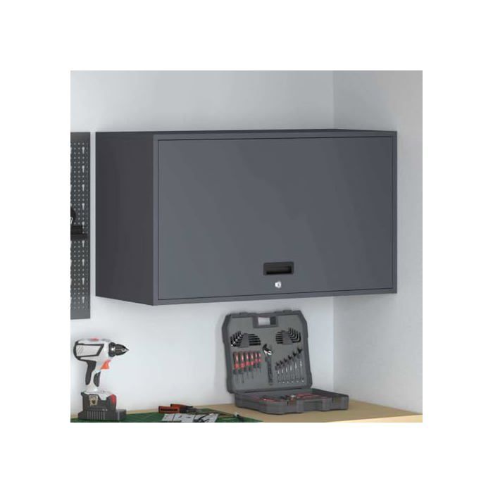 Armadio da garage a parete - vidaXL - Antracite - Acciaio verniciato a polvere - 90x40x53 cm - Montaggio a parete