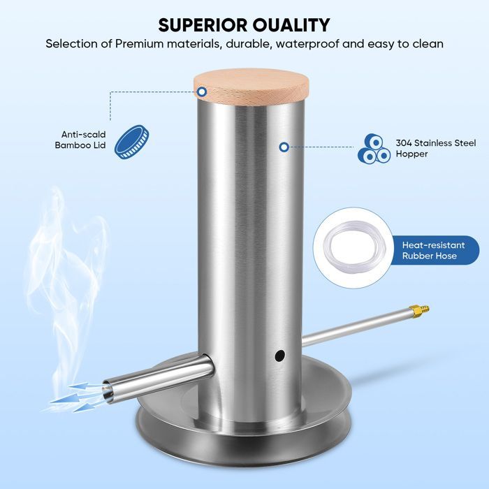 Generatore di fumo freddo in acciaio inox, generatore di affumicatura per carne e pesce con pompa e tubo