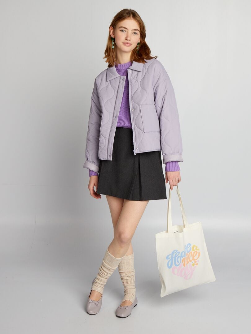 Trui met ronde hals en tricot-effect - PAARS