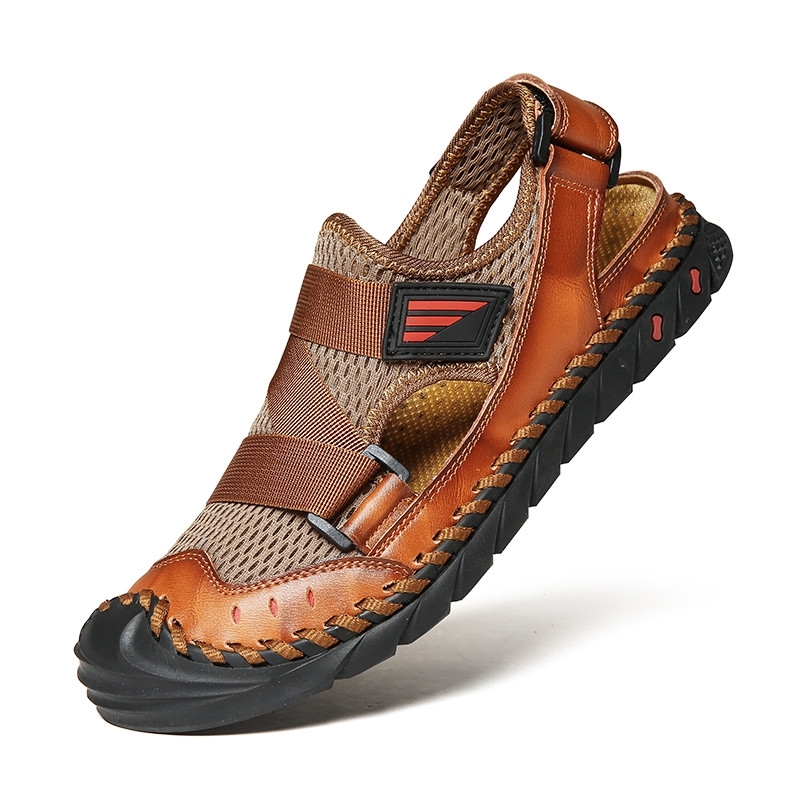 Sandales pour hommes grandes tailles, chaussures en cuir, sandales de plage décontractées, pantoufles pour hommes, zapatos hombre38 47