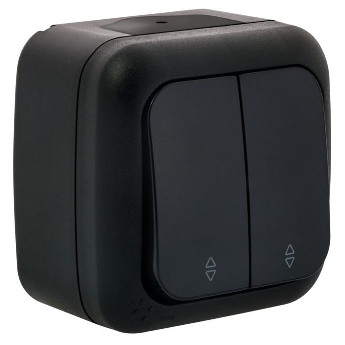 Interruptor doble bidireccional impermeable negro