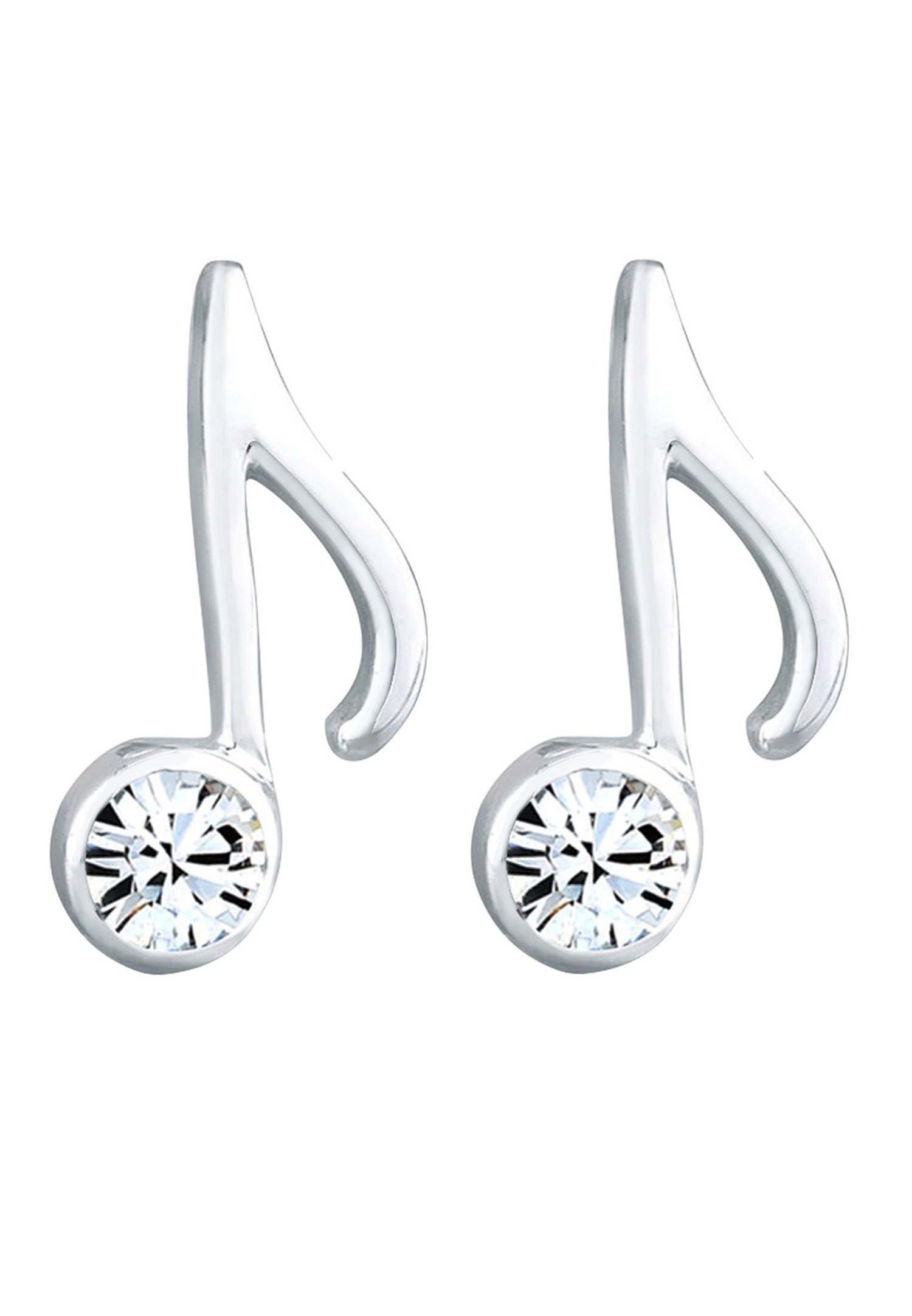 Elli Femmes Clous d'oreilles Note Musique avec Cristal en Argent Sterling 925