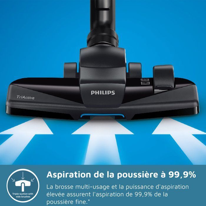 Aspiradora con bolsa - PHILIPS - XD5123/10 - Serie 5000 - 900W - 77dB - Negro intenso