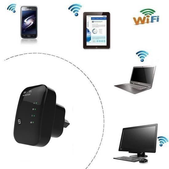Amplificador repetidor WiFi, extensor WiFi 2.4G de 300 Mbps con función AP/repetidor y WPS, con cable de red RJ45.