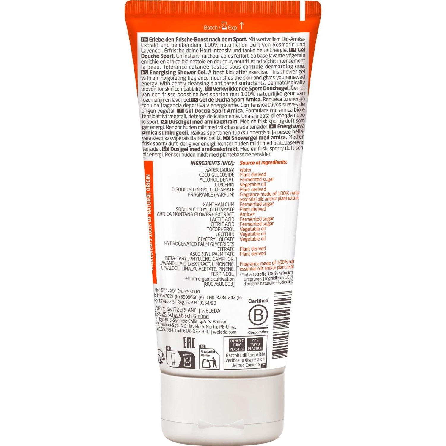Gel douche énergisant Weleda Arnica Sport - 200 ml