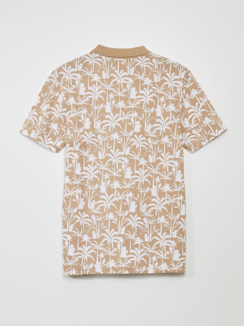 Polo shirt van bedrukte katoenen piqué - BEIGE