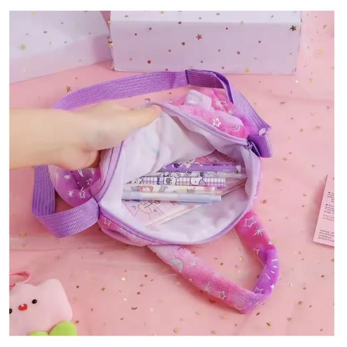 Sac à Main Licorne Fille en Peluche 20x15x5 cm – Sac Bandoulière Enfant Cartoon Doux – Petit Sac Princesse Cadeau Anniversaire