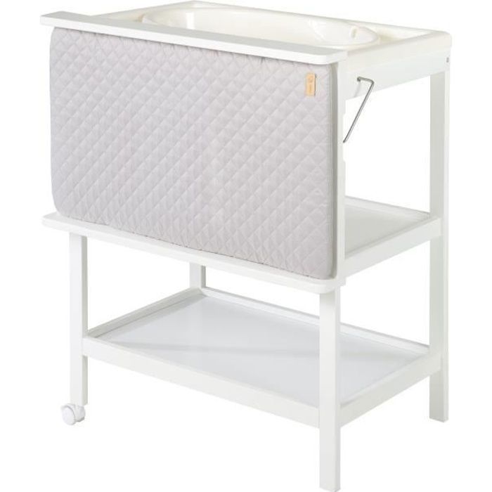 ROBA Table à Langer avec Baignoire Intégrée Blanche Baby Pool et Matelas à Langer Imperméable Gris - Plan à Langer Pivotable