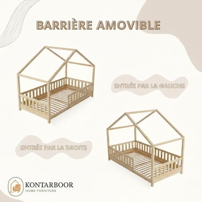 Kinder-Hochbett 90x190 cm - Holz - Inklusive Lattenrost - Kinderstil