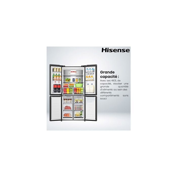 Frigorífico multipuertas - HISENSE - RQ5P470SAFE - 483 L - No Frost (refrigeración con ventilador) - Conexión WiFi
