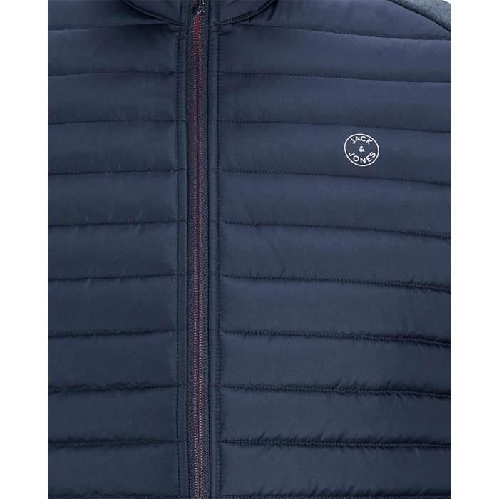 Ärmellose Herren-Steppjacke von JACK & JONES, marineblau – Stehkragen mit Reißverschluss, 2 Reißverschlusstaschen