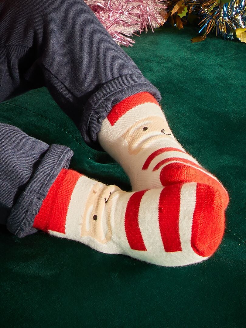 Juego de 2 pares de calcetines navideños - ROJOS