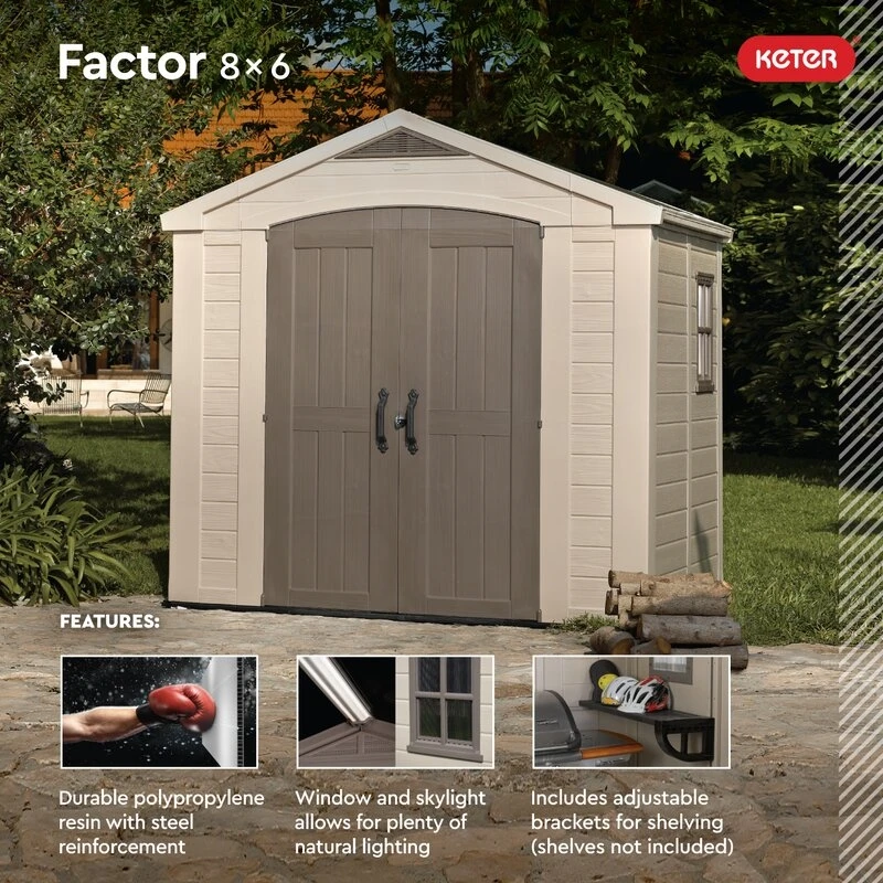 Factor 8 jalkaa leveä x 6 jalkaa syvä muovinen varastokatos