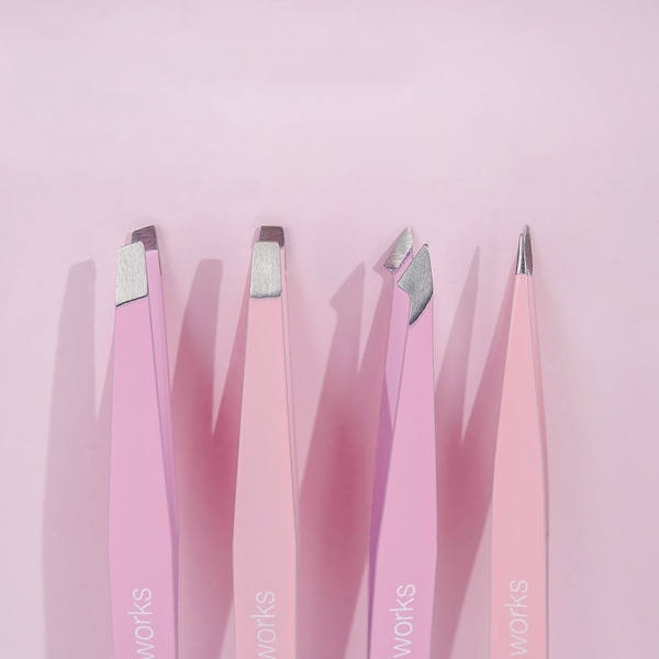 Set di pinzette combinate Brushworks da 4 pezzi - Rosa