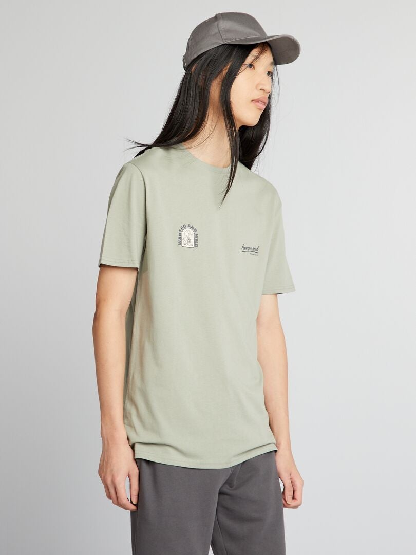 T-shirt met ronde hals van jersey - GROEN