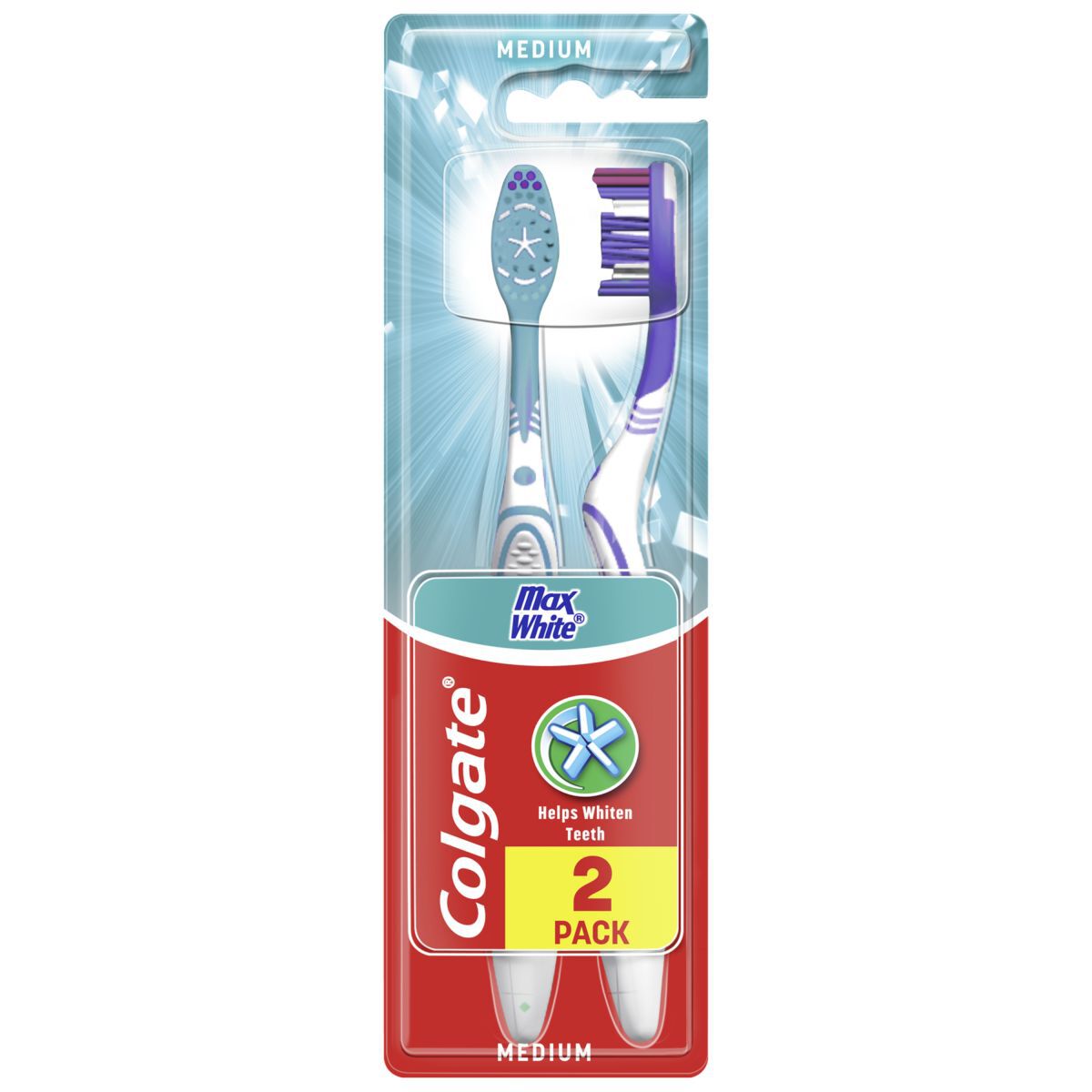 Colgate medium tandbørste 2 stk. Max White