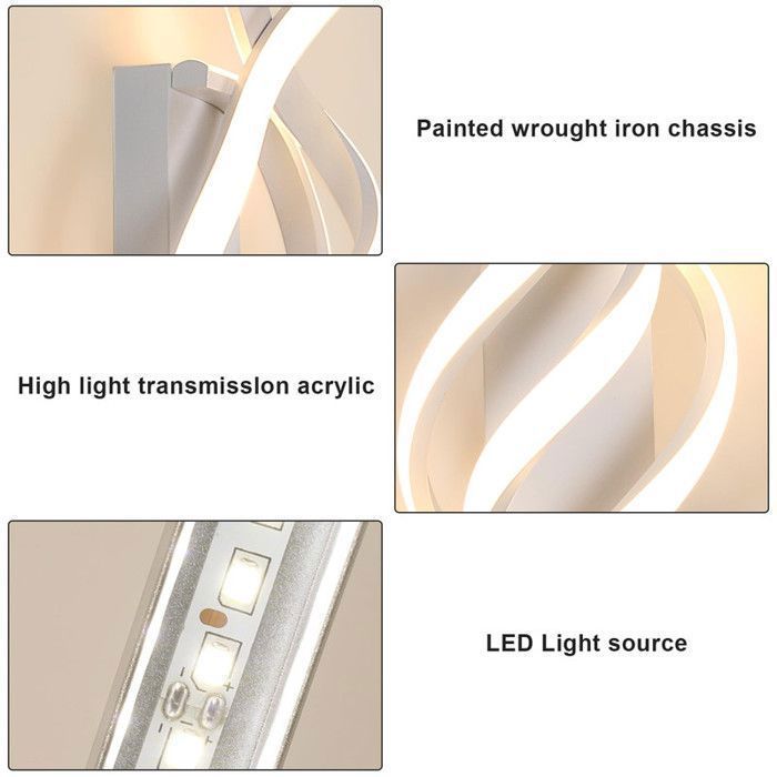 DELIPOP 22W LED Wall Light, 3000K White, Modern Indoor Wall Lamp for Bedroom or Hallway - Curved Design - White Light