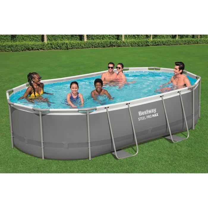 Kit de piscina tubular elevada BESTWAY - Steel Pro Max™ - 488 x 305 x 107 cm - Ovalada (Filtro de cartucho, escalera)