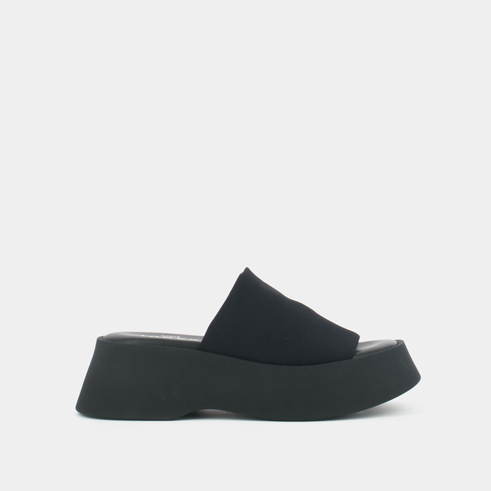 Mules à bouts ouverts  en textile noir