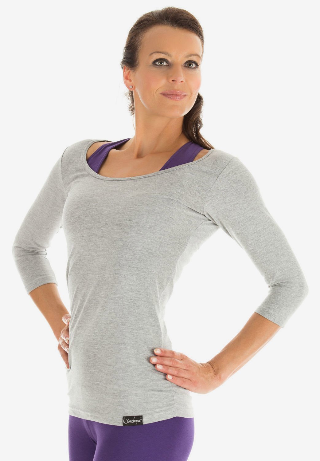 Blusa de manga comprida Winshape - cinza mesclado