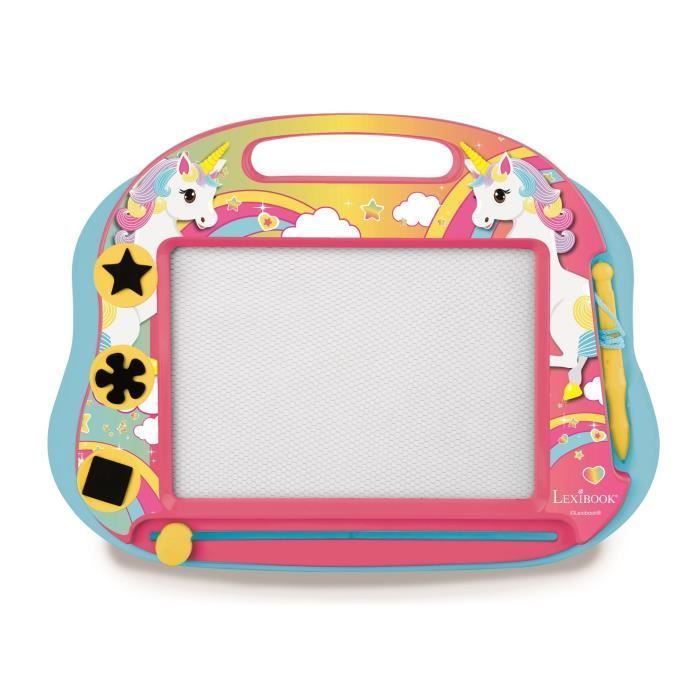 Unicorn Magic Slate, A5 size, with magnetic accessories for drawing in color - LEXIBOOK