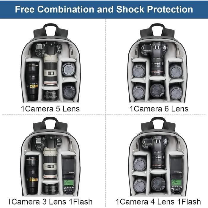 Mochila para cámara DSLR, impermeable, compatible con PC de 13-14