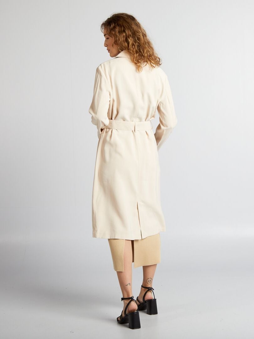 Zachte trenchcoat met riem - BEIGE