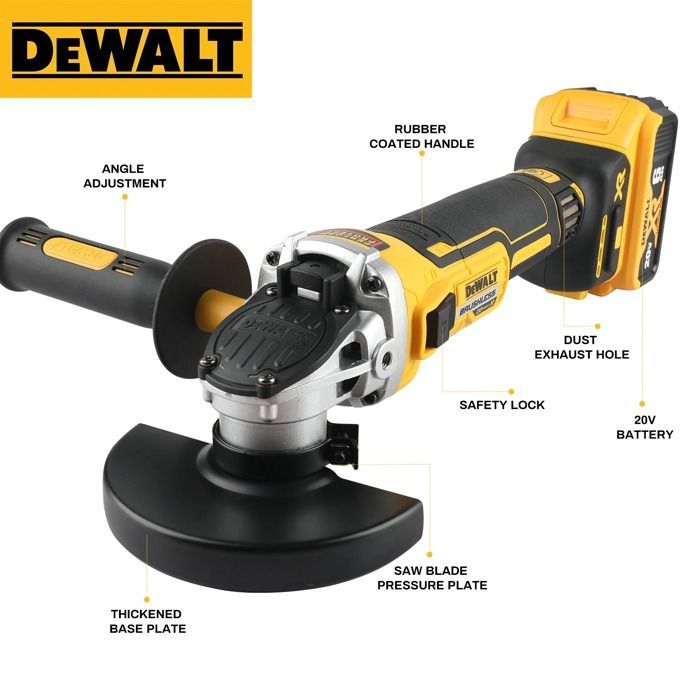 DEWALT DCG405NT 125mm Flat Head Angle Grinder, Bare Tool, Lithium Battery, Brushless Cutting Tool