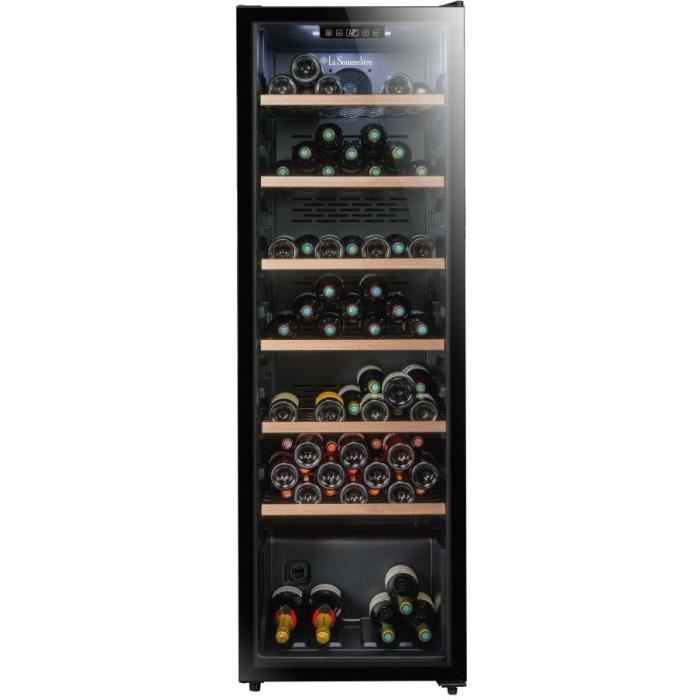 Wine cellar for aging - LA SOMMELIERE - CTVNE147 - 147 bottles - Glass door - Energy class G - 54.5 x 60.4 x 167.4 cm - Black
