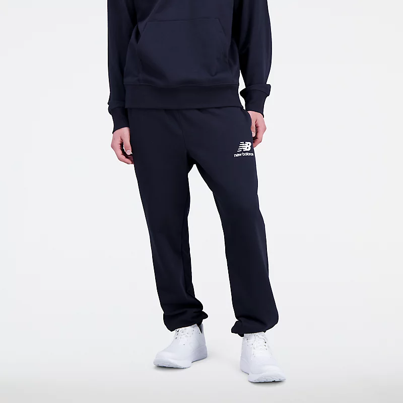 Essentials Stacked Logo French Terry joggingbroek voor heren - ZWART