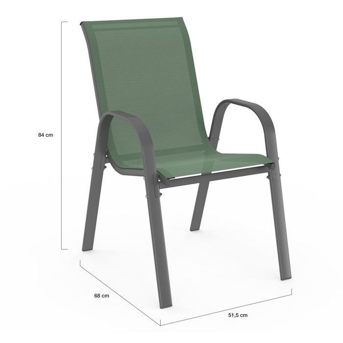 Conjunto de muebles de jardín IDMARKET MADRID: mesa de 190 cm y 8 sillas apilables, color verde oliva.