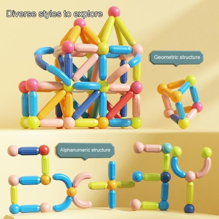 Jouet de construction magnétique - SET - 44 pièces - Plastique ABS - Pour enfants à partir de 3 ans - Mixte