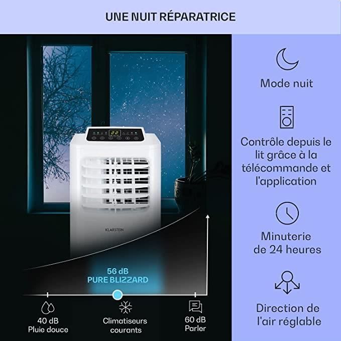 Aire acondicionado portátil Klarstein de 7000 BTU - Enfriador de aire silencioso - Enfriador de aire - Blanco