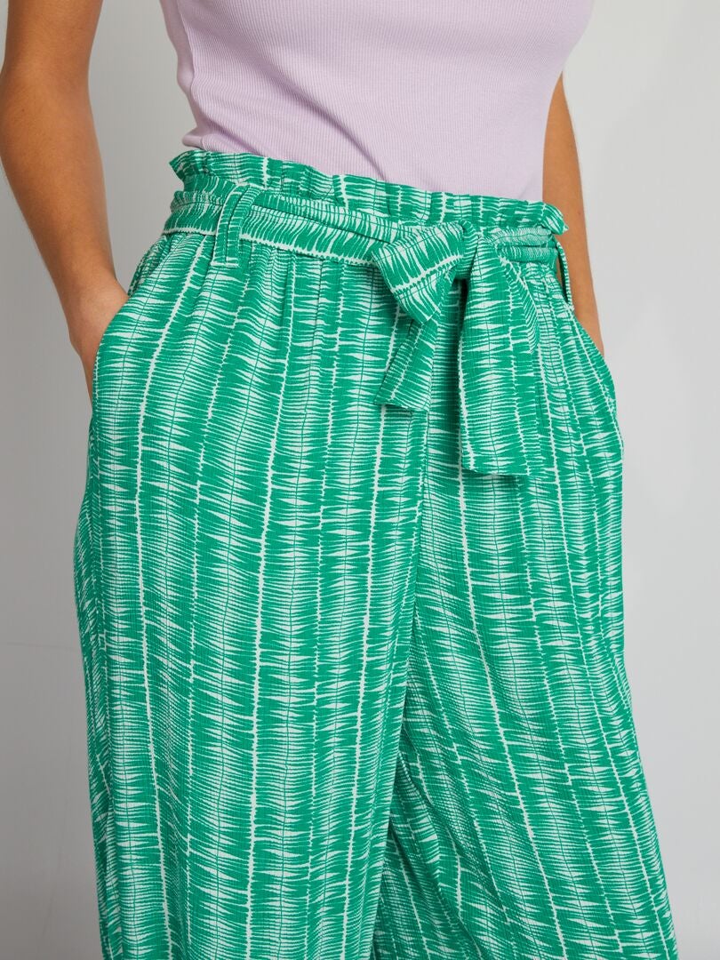 Broek met strikceintuur - GROEN