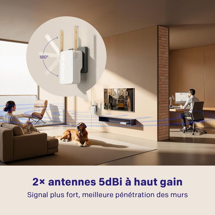 STRONG-REPEATER AX3000 - WiFi Access Point Repeater 6 Booster - Up to 3 Gbps - Up to 223 m² - Compatible with all routers
