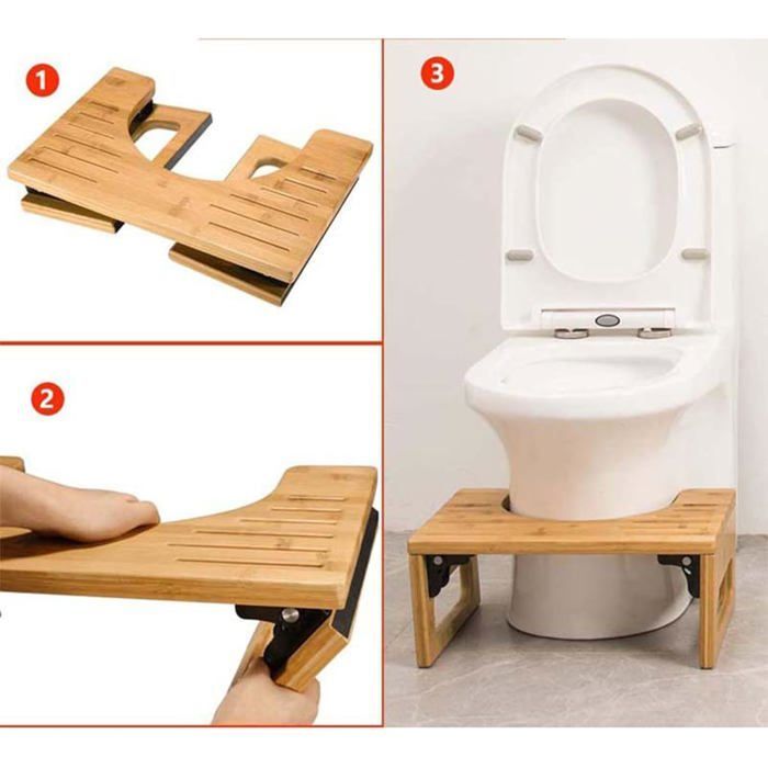 Taburete de baño de bambú para adultos, taburete de baño para niños, taburete de baño plegable de bambú