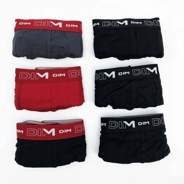 Calzoncillos bóxer para hombre - DIM - Paquete de 6 - Algodón elástico - Cintura elástica - Transpirables