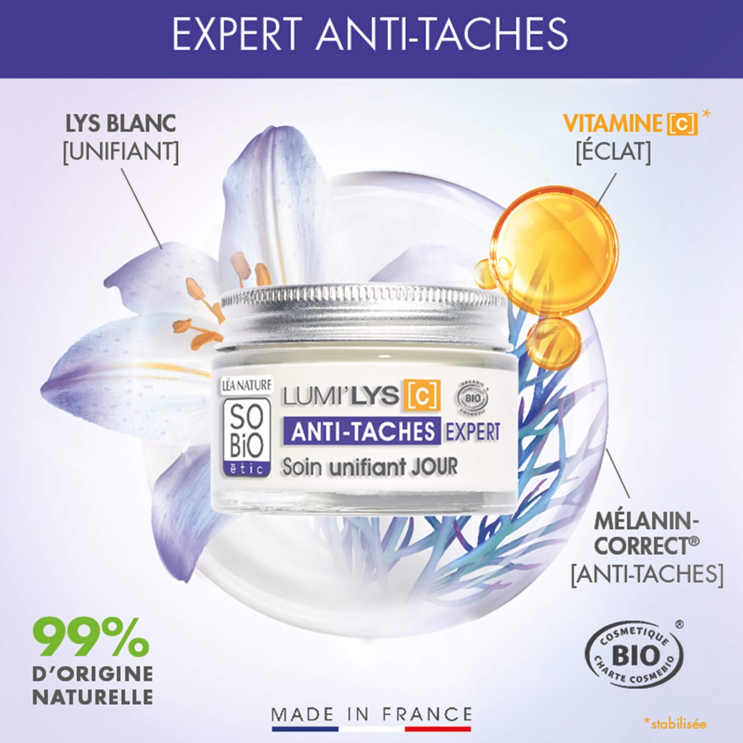SO BiO étic Soin jour unifiant éclat Anti-Tâches, Lumi'lys [C]